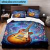 Neon Guitar Melody 3pcs Bedding,Including 1pc Duvet Cover And 2pcs Pillowcases Perfect for Christmas,Ideal for Bedroom, Dormitory
