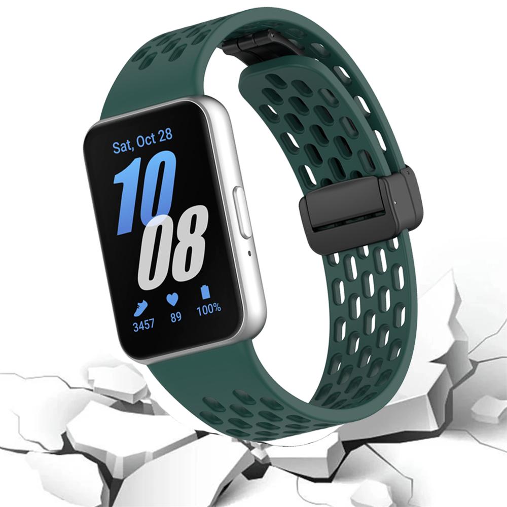 Correa de Silicona Para Samsung Galaxy Fit 3 Deportiva Hueca Transpirable Banda Hebilla Magnética Pulsera Para Samsung Galaxy Fit 3 Pulsera