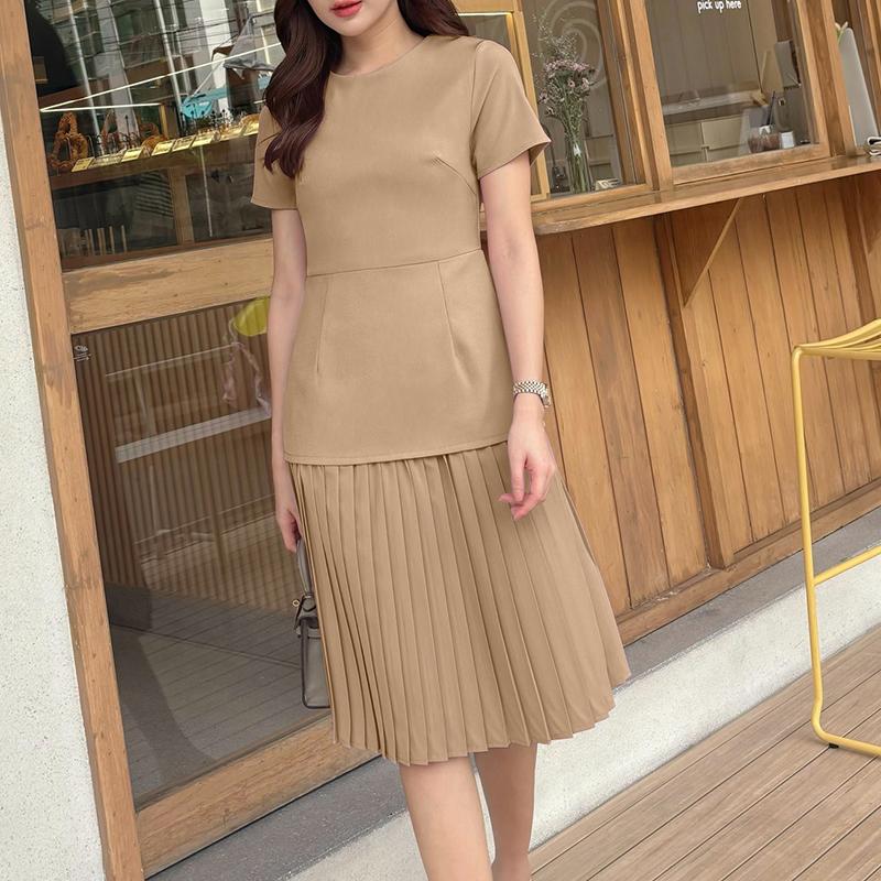 

ZANZEA Women Round Neck Summer Casual Short Sleeve Dress 5XL хаки