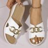 Fashion Women's Slippers Wedges Open Toe Outdoor Casual Slippers Metal Decoration Round Toe Wedges Sandals Summer Fashion Ladies Shoes