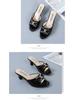 2022 Summer Mid-Heel Peep-Toe Bow Strap Stiletto Slippers for Women - Plus Size Available