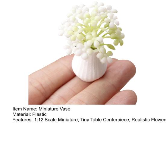 Mini Vase And Flowers 1:12 Scale Vase Miniature Tiny Table Centerpiece Flower Vase for Doll Mansion Living Room Decor