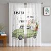 Easter Spring Colored Egg Bunny Sheer Tulle Window Curtains For Living Room Bedroom Kitchen Veiling Curtain Home Decoration