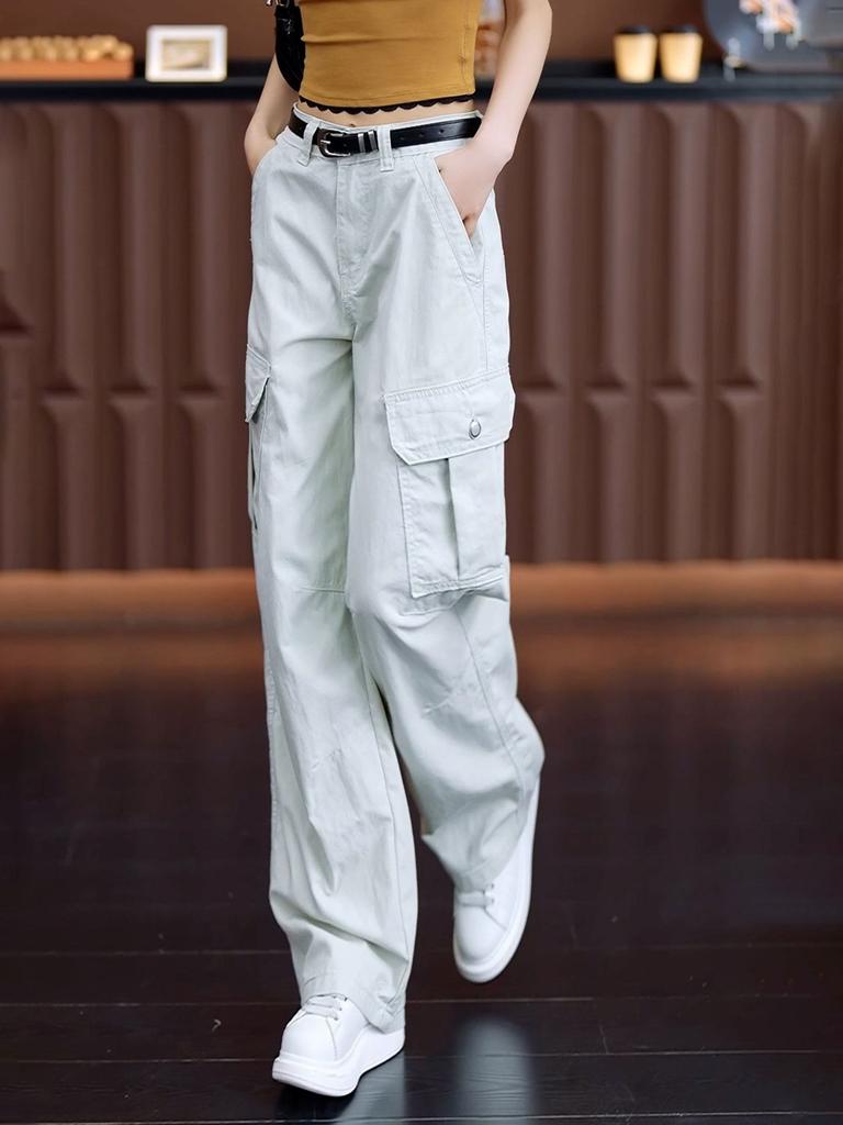 Fashion retro loose casual overalls women's 1116 summer thin high-waisted thin versatile drape straight-leg pants