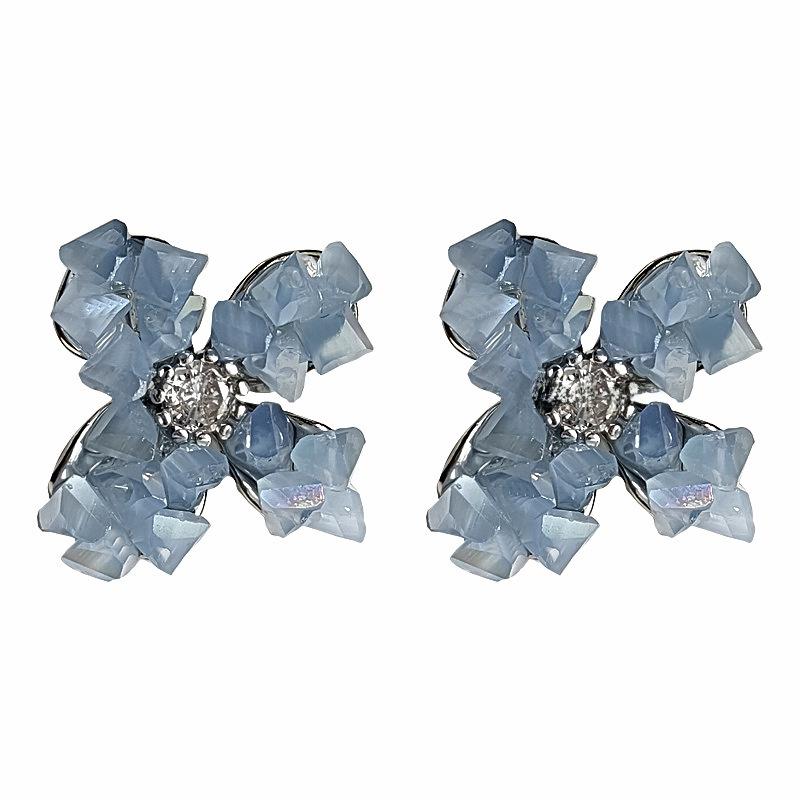 Blaue Kristall Luxus Blumenohrringe für Frauen - 2023 Trendiger High-End-Stil