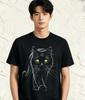 Unisex Shortsleeve Tshirt Featuring A Black Cat With Yellow Eyes Perfect For Casual Autumn Fashion For Both Unisex And Unisex