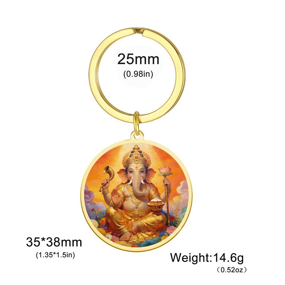 Dawapara Hindu-Gott Amulett Herr Ganesha Schlüsselanhänger Shiva Parvati Anhänger UV-graviert Spirituelles Geschenk Edelstahl Yoga Schmuck