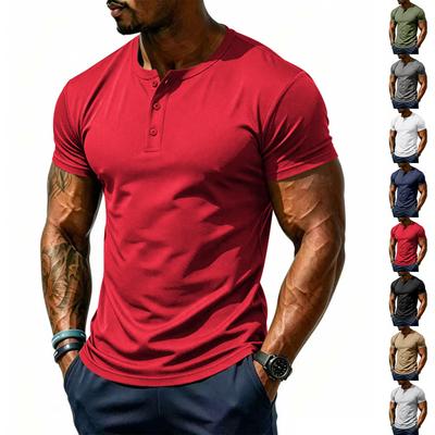 Men's Short Sleeve Quick Dry Henley T Shirt Lightweight Breathable Mesh Fabric Athletic Fit Casual Top for Summer Sports