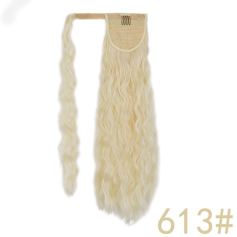 MISS WIG Women Long Corn Wave Ponytail Wig Curly Hair Extensions Synthetic Fiber Hairpiece Wrap Around Clip In Hair Daily Use
