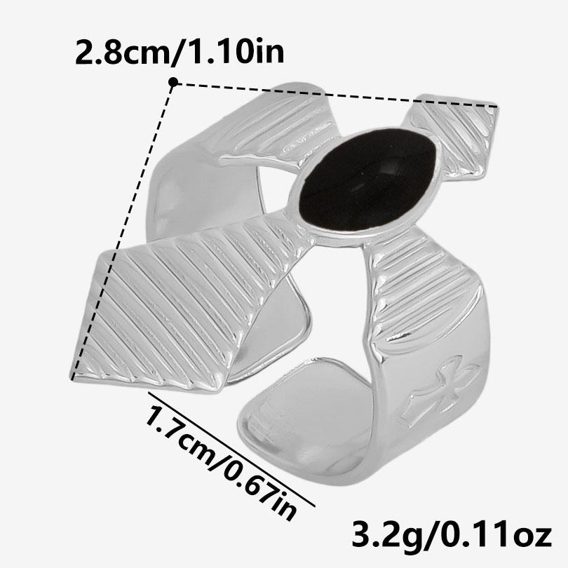 Different Style Silver Color Ring Black Oil Drop Open Adjustable Stainless Steel Rings For Women Men Accessories Enamel Jewelry