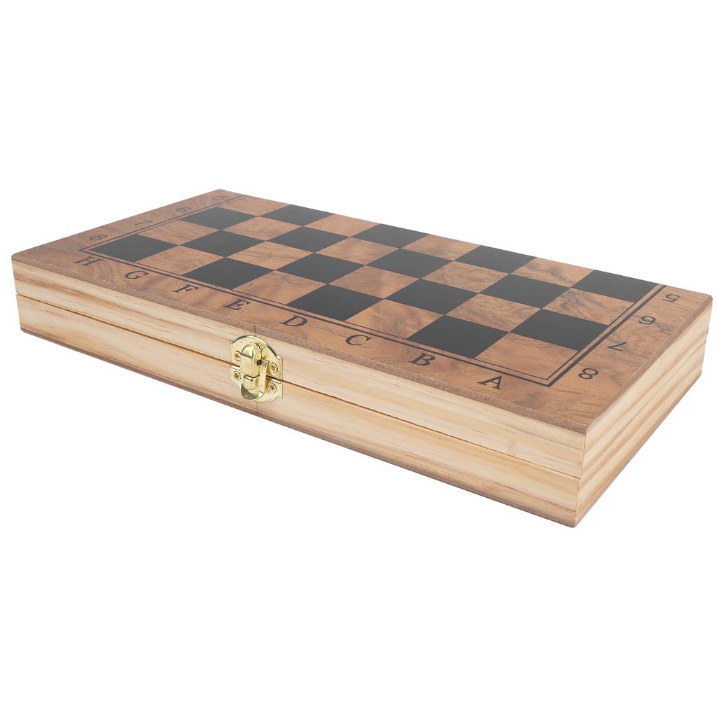 3 in 1 MultiFunctional Folding Wooden Chess Checkers Board Game Portable Draughts Set