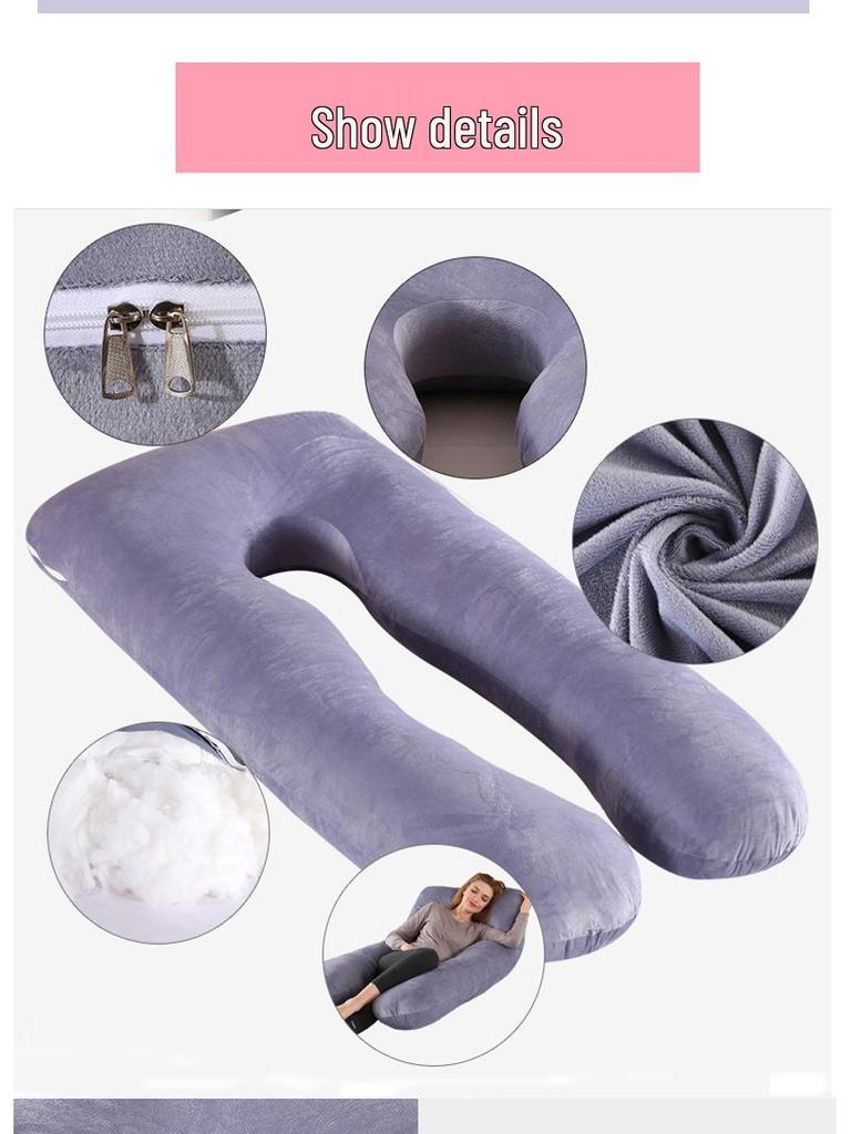 Křišťálový sametový těhotenský polštář ve tvaru U pro podporu břicha, pasu a nohou