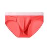 Men Briefs Mid-rise Elastic Waistband U-convex Panties Patchwork Color Ice Silk Seamless Underwear Daily Wear