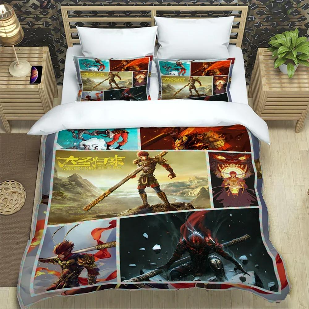 Sun WuKong Monkey King Print Three Piece Bedding Set Fashion Article Children or Adults for Beds Quilt Covers Pillowcases Gift