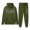 Mens Hooded Sweatshirt Jogger Pants Set Casual Sportswear Two-Piece Outfit Fall Lightweight Comfortable