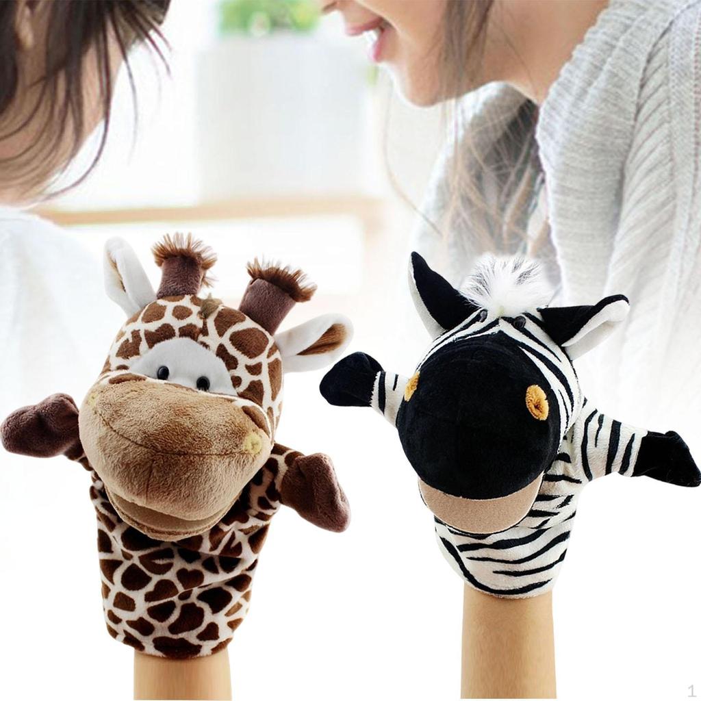 2 Pieces Animal Hand Puppet Plush Soft Toy Educational Stuffed Storytelling Puppets for Game