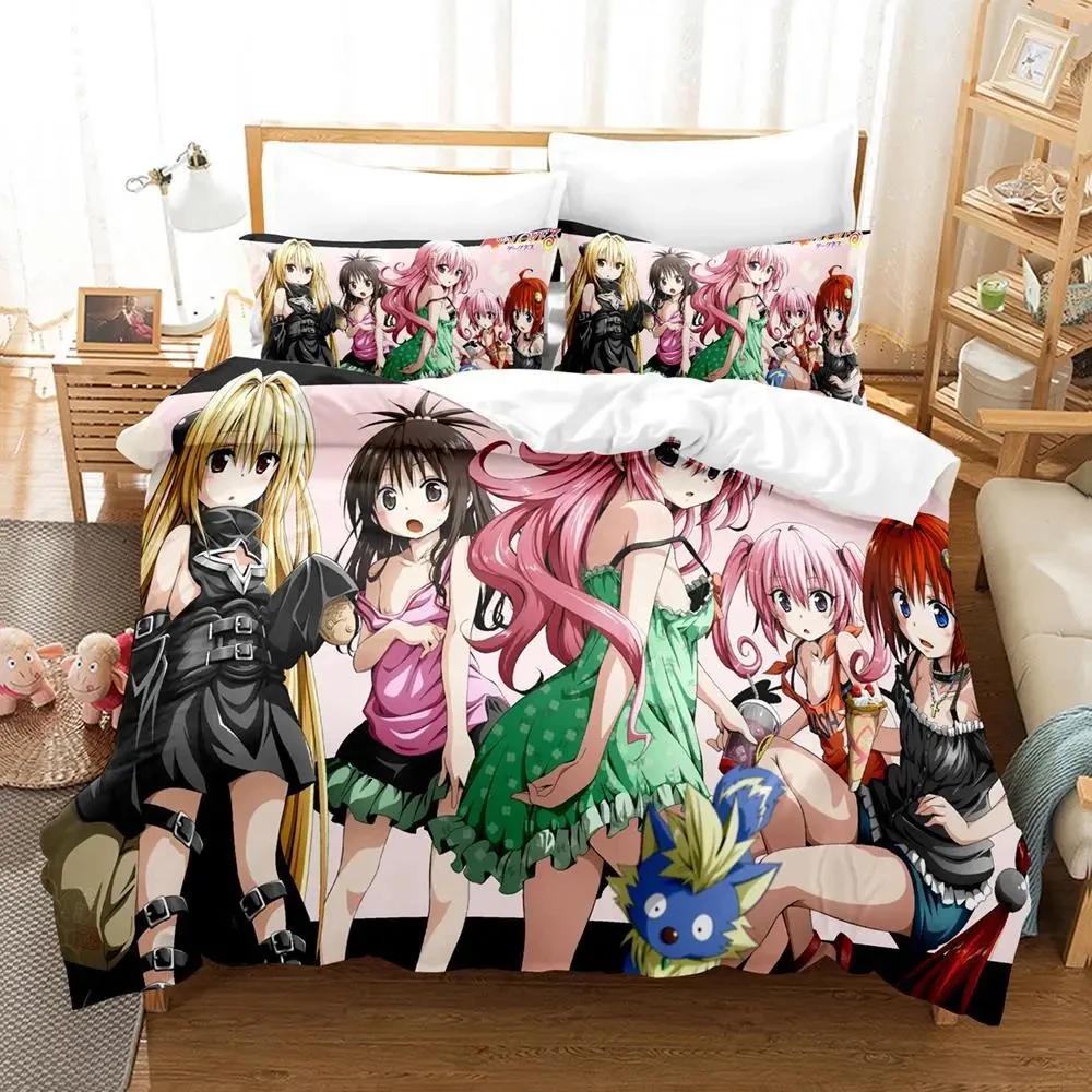 Anime Adult Boys Bedspread Single Double Queen King Size To Love Ru Duvet Cover Bed Set Quilt Cover Pillowcase