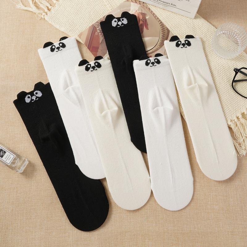3D Cartoon Cute Comfortable Breathable Antibacterial and Deodorizing Socks for Women Featuring Horses Bears Dogs Cats and Pandas