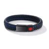 Customized Engrave Medical Alert ID Bracelet, Stainless Steel Magnetic Buckle Woven Leather Wristband Bangle for Men