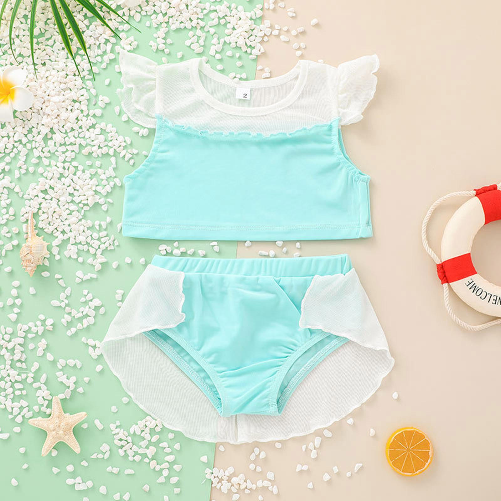 

Комплект купальников для девочек, детский разделенный купальник 150 светло-синий