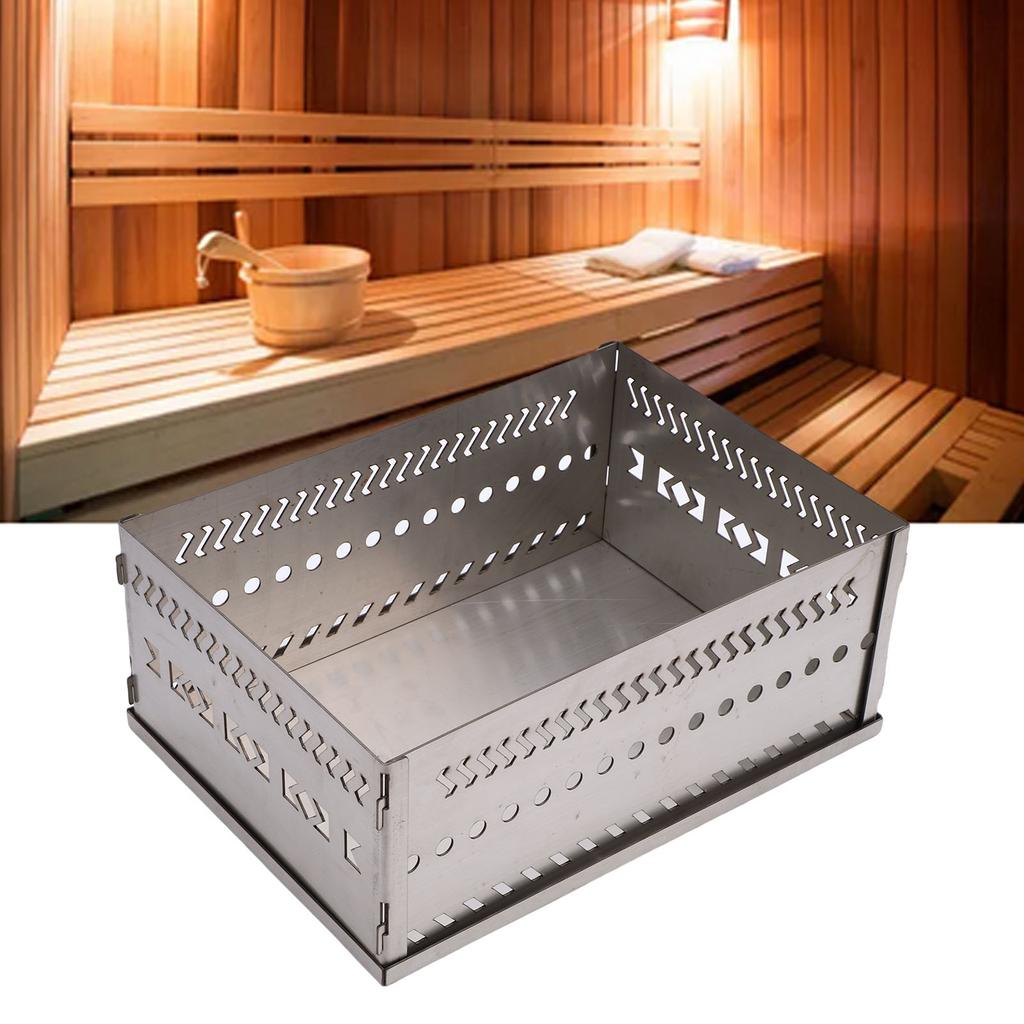 Sauna Stone Holder Multi Purpose Portable Stainless Steel Sauna Stone Basket for Charcoal Wood Burning Stove