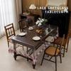 Transparent Soft Glass Dining Table Cloth Embroidered Lace Coffee Tablecloth Square Waterproof Oil Resistant Heat-resistant Table Mat