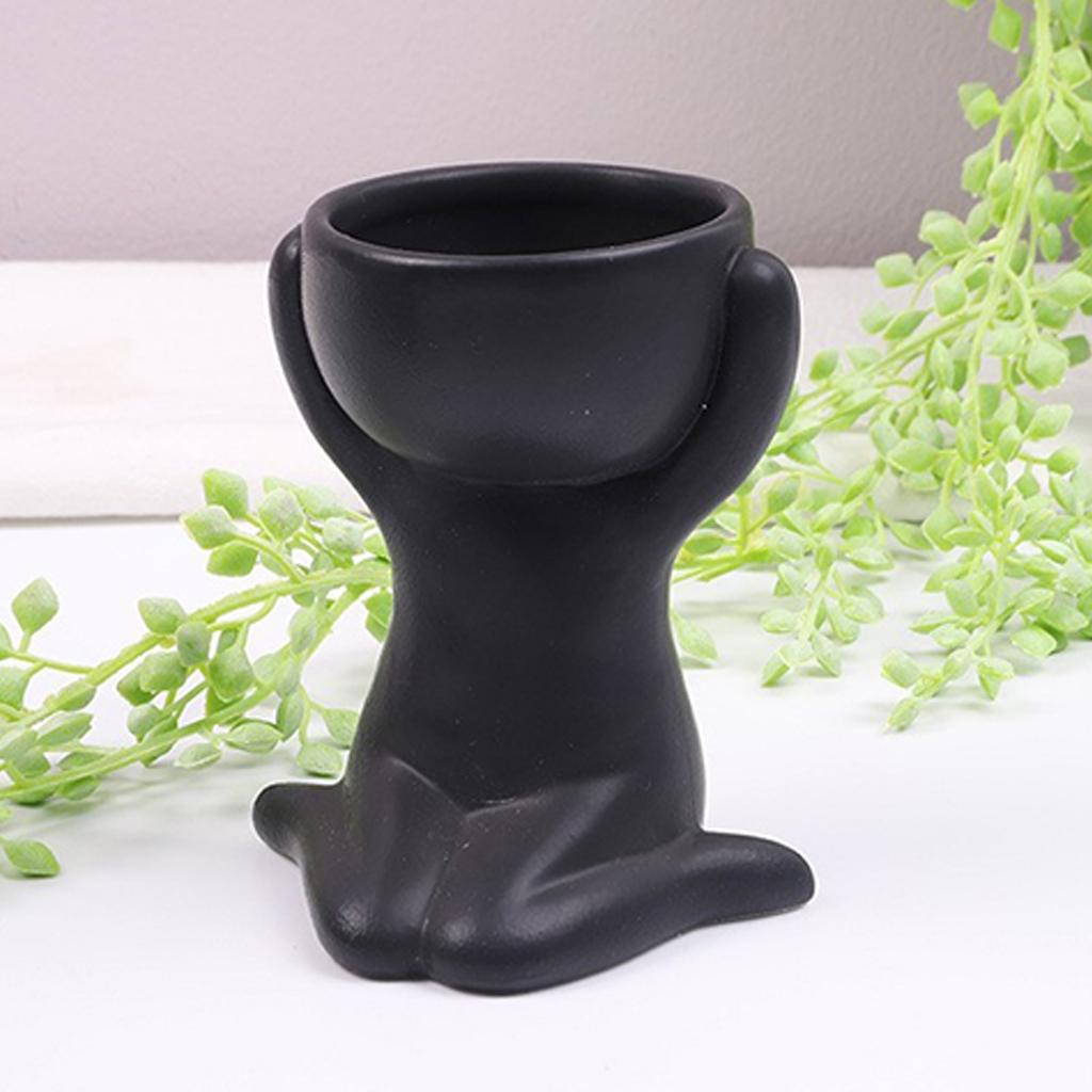 Creative Ceramic Succulent Planter Gray Hugging Doll Pot Home Decor Craft 1481