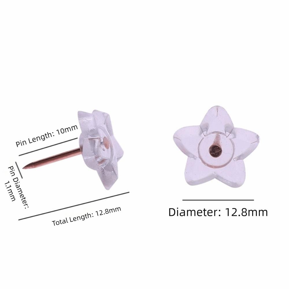 A Box Heart Shape Push Pins 50/100PCS Transparent Flower Push Pin Heart Push Pins  School