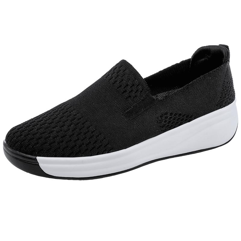 2025 Breathable Loafers Women Spring Summer Slip On Knitted Sports Shoes Woman Anti Slip Soft Sole Walking Shoes Lady