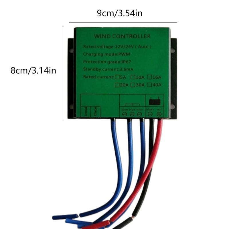 Wind Generator Controller Waterproof Low Voltage Controller Regulator with LED Indicators 12V 24V Auto Fit Fast