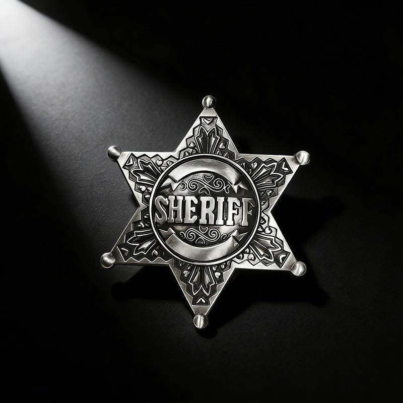 Vintage Zeshoekige Metalen Sheriff Badge Broche