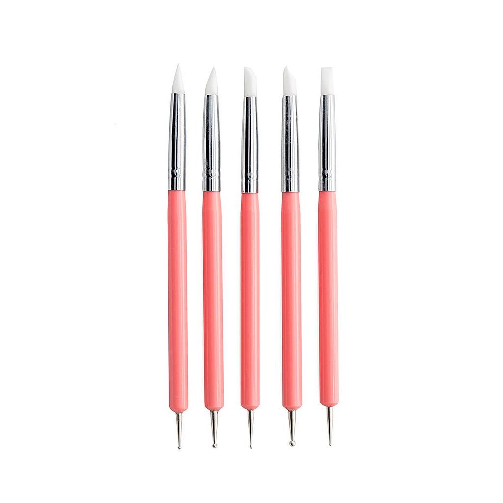 Mandala Dotting & Carving Tool Set: 5 Silicone Pens for Pottery, Clay, and Dot Painting.