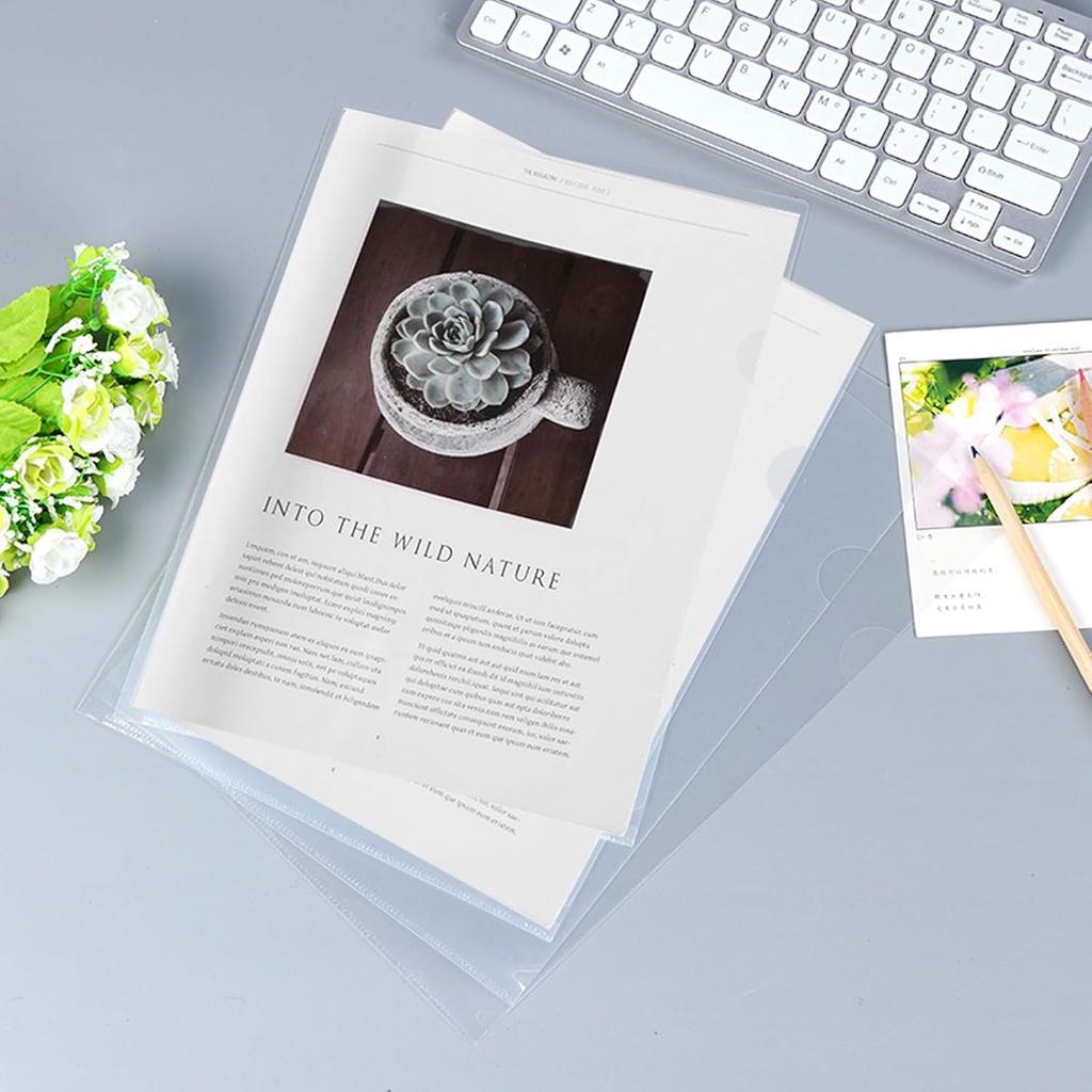 30 Pcs Clear A4 Plastic Folders - Cut Flush Open & Side Wallets for Office, Work, Report, Presentation, Project Documents File