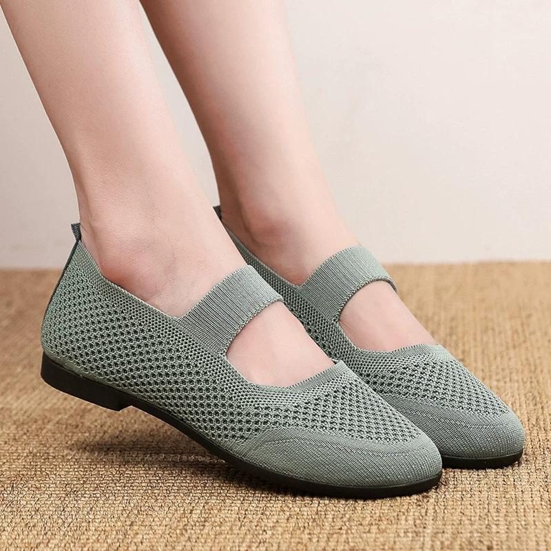 Pantofi de pânză Beijing vechi pentru femei vară nou plasă țesută cu fir respirabili pantofi de damă talpă moale confortabili pantofi pentru mamă de vârstă mijlocie și în vârstă