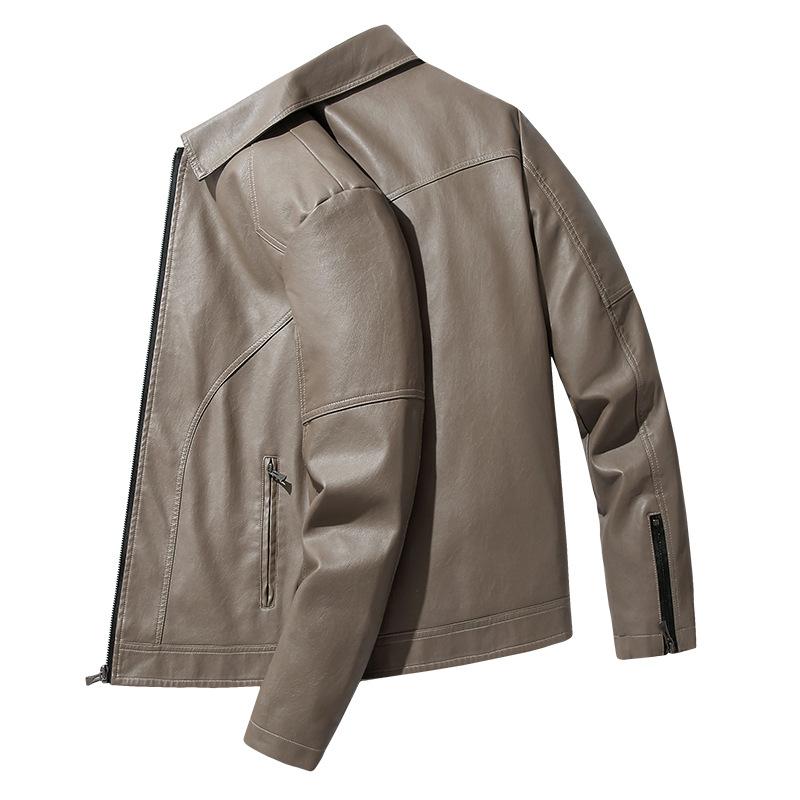 Herren Lederjacke Revers Motorradjacke Leder Herren Locker Einweg Jugend Herrenbekleidung