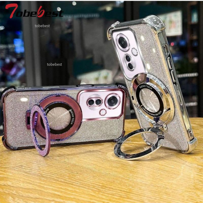 Shockproof Glitter Plating Case For Xiaomi Redmi Note 15 Pro Plus 5G Crystal Bracelet Magsafe Phone Holder Cover