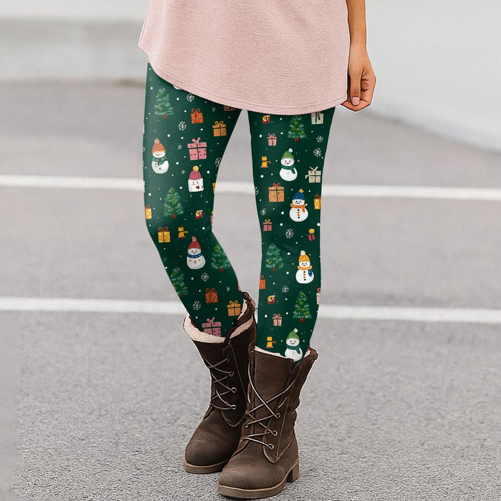 Women's Christmas Print Slim Fit Elastic Yoga Casual Pants