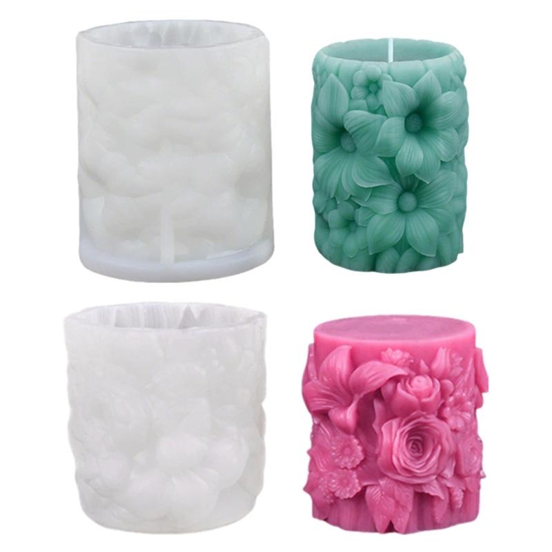 Santa Claus Embossed Cylinder Candle Silicone Mould for Festival Holiday Handmade Craft