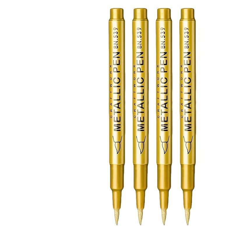 

4pcs Golden & Silvery Permanent Marker Pens - Waterproof, Ideal for DIY Crafts, Resin Art, and Office Supplies, Painting Tools