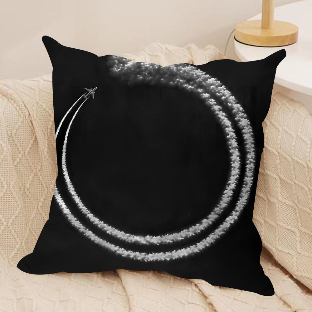 Aircraft Pilot Print Cushion Cover Silky Short Plush Invisible Zipper Dustproof Sofa Pillow Case for Home Decor