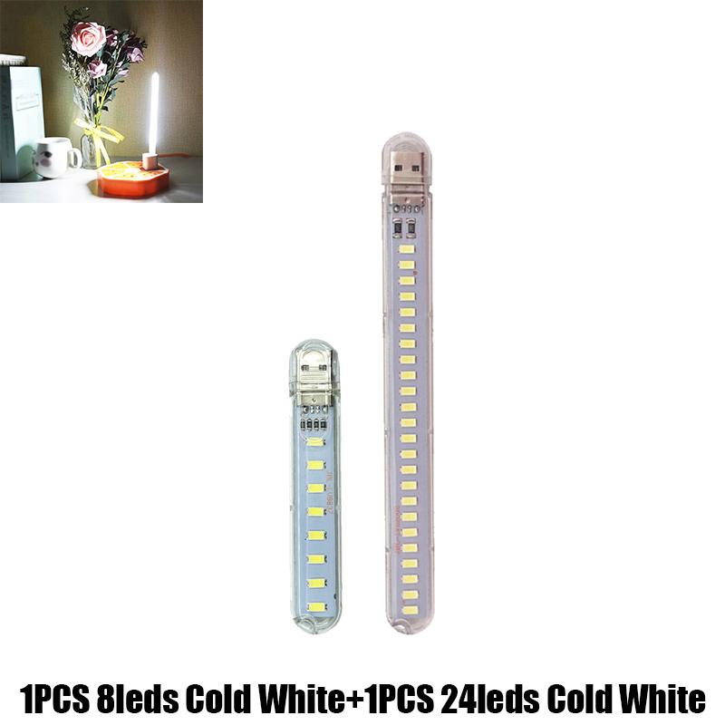 2/6/10PCS USB Plug Lamp 8leds 24leds Reading Book Light 5V Ultra Bright LED Night Light Portable Lighting For Power Bank Laptop