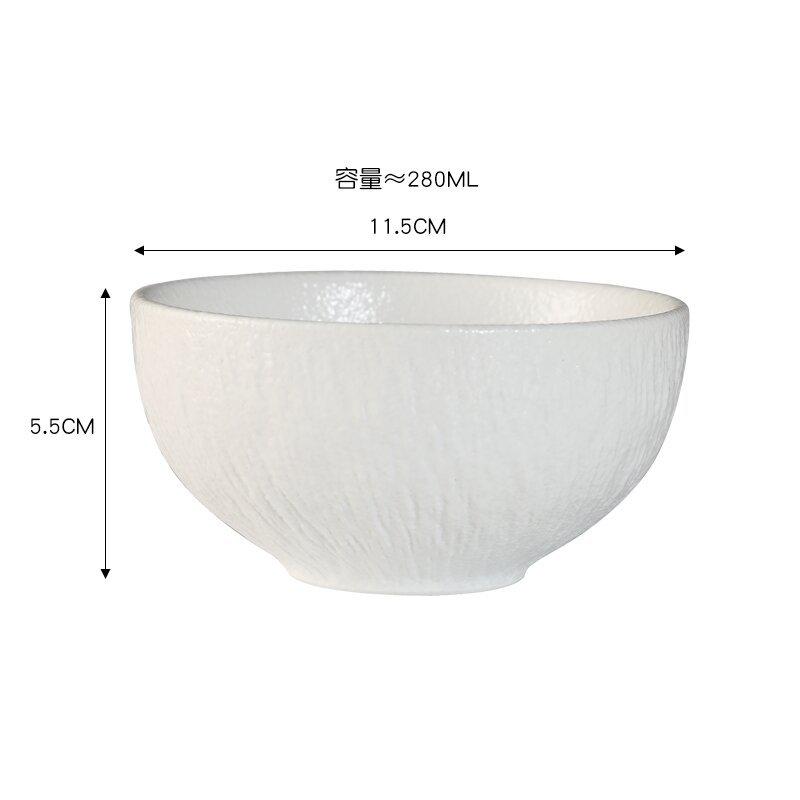 Rock Patterned Frosted Ceramic Tableware, Soup Bowls, Dessert Plates, Household Rice Bowls, Solid Color Threaded Salad Bowls