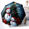 1pc Sturdy 8-Bone Auto Umbrella, Christmas Snowman Umbrella, Digital Printed, Foldable Umbrella for On-the-Go Outdoor Use