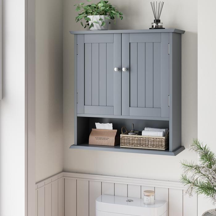 Badezimmerschrank - MUVOE - Wandregal - Wasserdichtes MDF - 54,6L x 19,8B x 60H cm - Grau grau