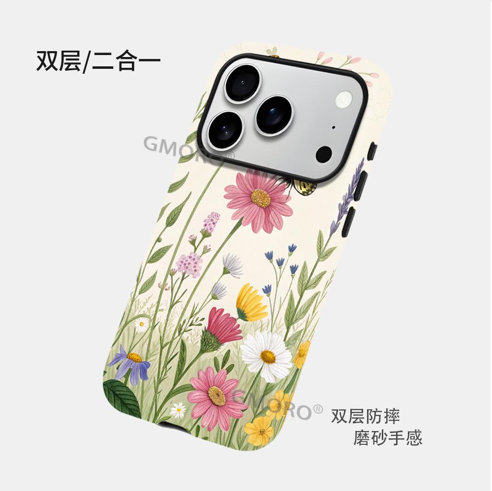 Applicable iPhone17 Advanced Sense Illustration Mobile Phone Case Apple 16/15/14 Pm Film Case 2-in-1 Anti-drop Cover