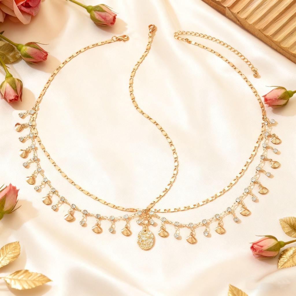 Bohemian mehrschichtige Pailletten-Kopfkette: Eleganter, Trendiger Europäischer & Amerikanischer Stil Schmuck