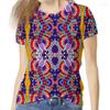 Women's Boho Mandala Print Short Sleeve T-shirts Summer Round Neck 3D Print Top Fashionable Casual T-shirts
