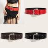 Punkinspired Faux Leather Belt With Rivets And Silver Buckle For Outfits Casual