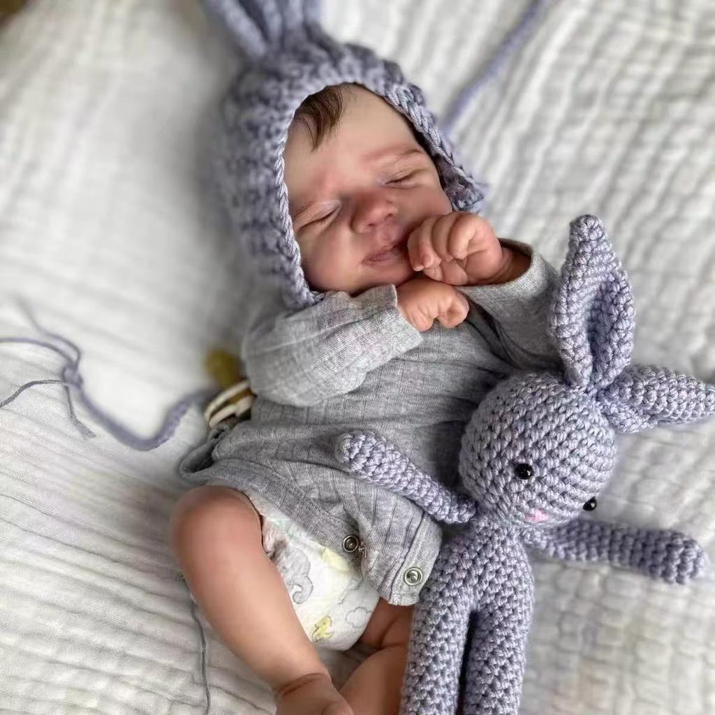 18 Inch Reborn Baby Doll Pascale Lifelike Newborn Doll Handmade Painted Hair 3D Skin Tone Visible Veins Gift Toy For Girls