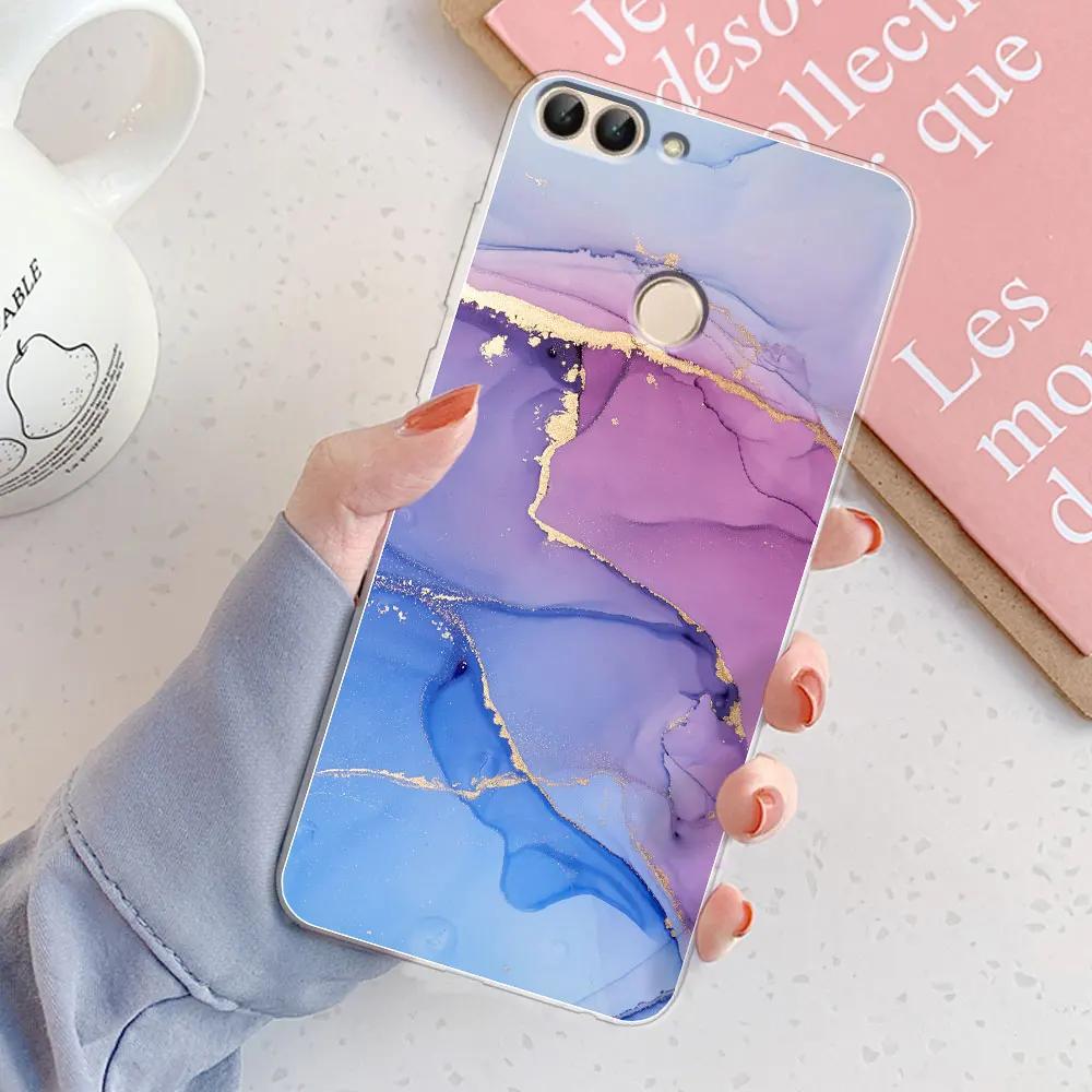 Für Huawei P Smart Hülle Cover FIG-LX1 PSmart 2018 Schickes Mädchen Marmor Silikon Klare Handyhülle Für Huawei PSmart 2018 Bumper Coque